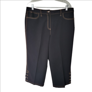 Larry Levine Black Capris with Tan Stitching